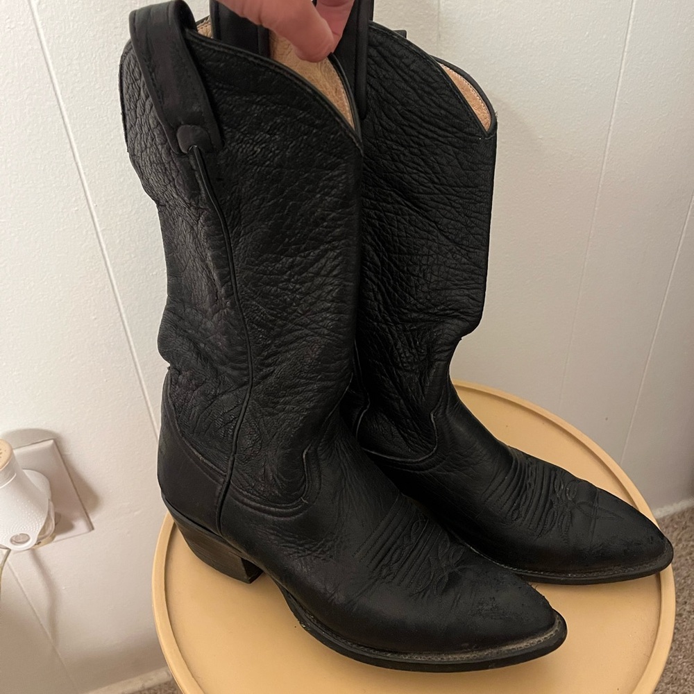 Black Leather Cowboy Boots